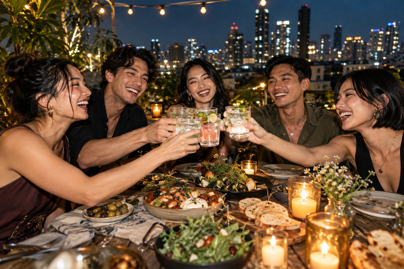 Illustrative gathering around a shared table